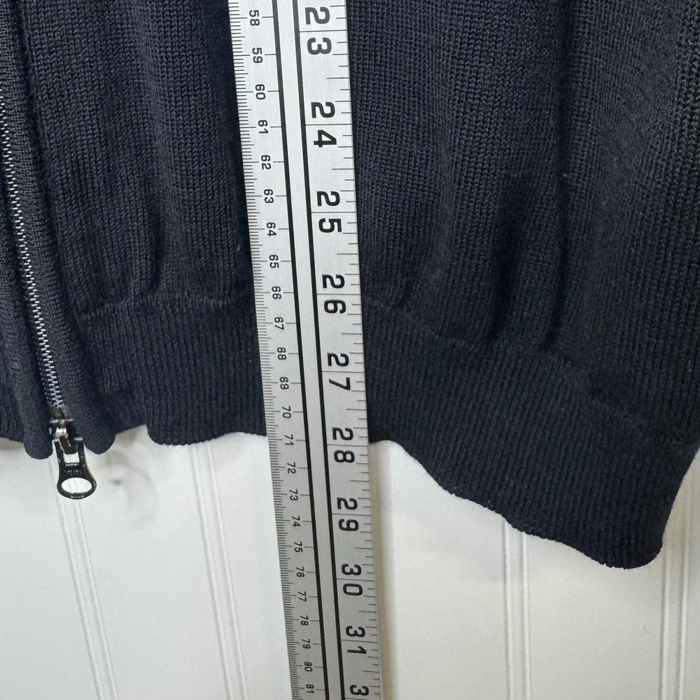 90's Lacoste Double Zip Sweater Black Wool Mock Neck Cardigan Men's Size 6 XL